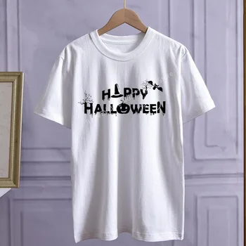 Unisex ohlapno črno T-shirt, gotska punk Harajuku bučna bat t-shirt tiskanje, Halloween party dolgo vrh ženske majice