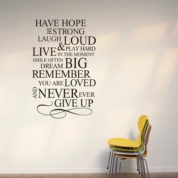 Upanje je Močna, Nikoli ne obupajte, hišni angleški Ponudbo PVC Stenske Nalepke Za dnevno Sobo Wall Art Decals Doma Dekor nalepka