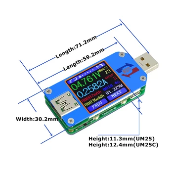 USB 2.0 Tip-C LCD USB Tester Napetosti tok Merilnik Napolnjenosti Baterije Z Bluetooth