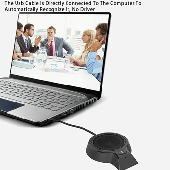 USB Konferenčni Mikrofon, 360° Vsesmerni Mikrofoni PC z Mute, Plug & Play za Video Srečanja,Igre,Klepet