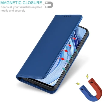 Usnja Flip Case Za Xiaomi Redmi Opomba 9 9 8 8T 7 Pro K20 K30 Mi Poco 10X X2 F2 M2 Pro Reže za Kartice, Magnetne Sesalna Telefon Kritje