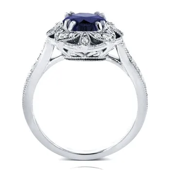 USTAR Luksuzni Cvet poročni prstani za ženske, modni nakit Sijoče modra kubičnih cirkon star udejstvovanje obroči ženski anel darilo