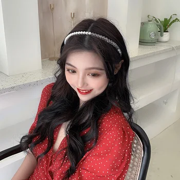 Ustvarjalne Crystal Pearl Kroglice Ročno Hairbands Za Poročne Boho Pribor Za Lase Korejski Moda Tanke Kostum Headwrap Vrh, Prodaja