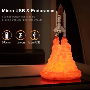 Ustvarjalne Dropshipping 3D Tiskanja Space Shuttle Lučka Noč Svetilke Tabela Luč Za Luno Zemljišč Prostor Ljubimec Soba Dekoracijo