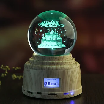 Ustvarjalne Kristalno Kroglo Music Box Lesene Bluetooth Music Box Rotacijski Inovativna Praznična Doma Dekor za Otrok Rojstni dan Božična Darila