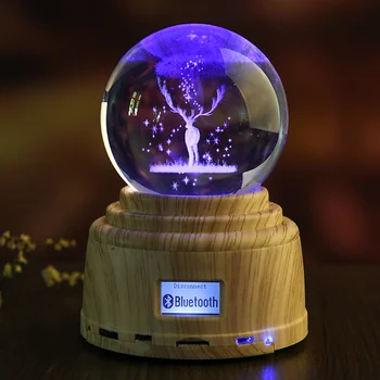 Ustvarjalne Kristalno Kroglo Music Box Lesene Bluetooth Music Box Rotacijski Inovativna Praznična Doma Dekor za Otrok Rojstni dan Božična Darila