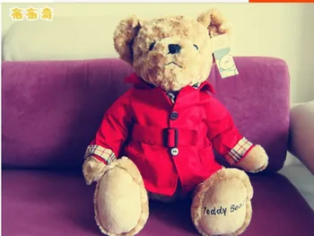 Velika velikost lep medvedek igrač, plišastih rdečega Prahu plašč nosi igrača, lutka darilo približno 40 cm 0034