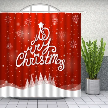 Vesel Božič 3d, Kopalniške Zavese Dekoracija Božiček Božična Drevesa Jelena Tuš Zavese 180*240 CM Nepremočljiva Zaslon