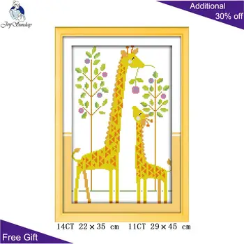 Veselje nedeljo Žirafa Needlework C903 14CT 11CT Šteje in Žigosan Doma Dekor Žirafa Vezenje DIY Navzkrižno Šiv Kompleti