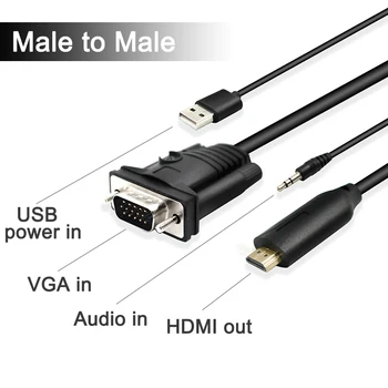 VGA adapter HDMI Z Audio Podporo ločljivosti 1080P Za Prenosni RAČUNALNIK za HDTV, Projektor, Video Avdio Pretvornik vga hdmi pretvornik