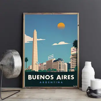 Vintage Buenos Airesu Plakat Moderne Stenske Umetnosti Platno Oljna Slika, Slike, Plakati, Tiskanje Doma Dnevna Soba Dekor