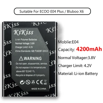 Visoka Zmogljivost Za ECOO E04 Plus / Bluboo X6 Baterije 4200mAh Baterijo Telefona Močna Za ECOO E04 Plus / Bluboo X6