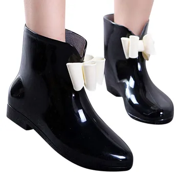 Visoke Pete Platformo PVC Škornji Ženske Lok Wellington Gleženj Boot Počasi Pomoč Vode Slip-Dokazilo, Dež, Sneg Čevlji 40