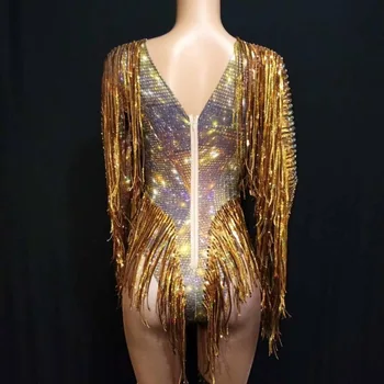 Visoko Elastična Nov Modni Seksi Žensk Zlato O-Vratu Jumpsuit kostum Rajon Seksi Stranka Jumpsuit