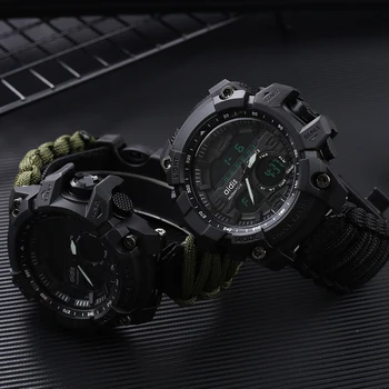 Vojska Moški Šport Ure blagovne Znamke Dvojni Zaslon Watch Moških LED Digitalno Analogni Elektronski Quartz Ure 30 M Nepremočljiva Moška Ura