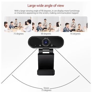 Webcam 1080P HD spletna kamera Vgrajen Mikrofon Vrtljiv Kamere za Živo Video Calling Konferenca Delo camara web cam