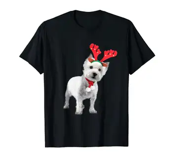 Westie West Highland Terier Jelenov Božič Dog T-Shirt Neverjetno Kratek Rokav Edinstveno Priložnostne Kratek Rokav Vrhovi