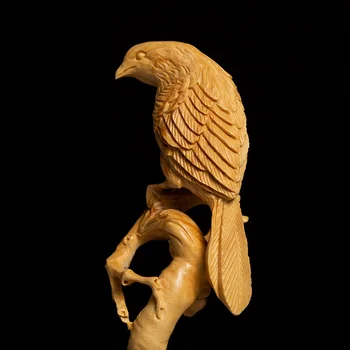 XS241-35 CM Ročno Izrezljane Šimšir Carving Figurice Živali Kip Doma Dekor -Ptice Kaligrafija Ščetko Polica Feng Shui Kiparstvo