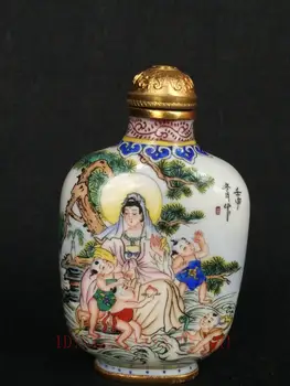 YIZHU CULTUER UMETNOSTI Lepe Kitajska Starinsko Cloisonne Slikarstvo Avalokitesvara Maitreja Snuff Steklenico