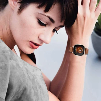 Za Fitbit Versa3 za Fitbit Občutek Pametno Gledati Usnjeni Trak T-Pas Watchband