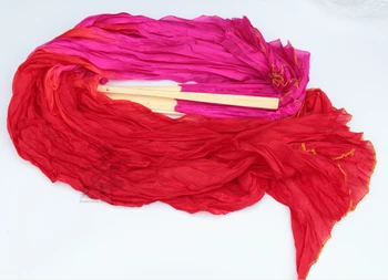 Zadetkov 2017 Visoko prodajo žensk Kakovosti Svile Trebuh Ples, Ljubitelj Plesa Realno Svile Veils 1 par 180*90 cm Rdeč + Rose Red