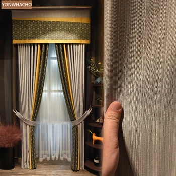 Zavese po meri visoko-kakovostni razred dnevno sobo sodoben Nordijski šivanje sivo luksuzni krpo blackout zavese zaslona til plošča B990