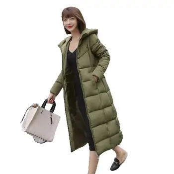 Zimska jakna ženske 2020 priložnostne slim plus velikost mid-dolžina hooded navzdol bombaž-oblazinjeni suknjič barva suknjič d'hiver pour femme