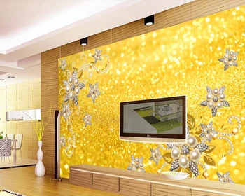 Zlati dragulj cvet 3d ozadje freske de papel parede za dnevno sobo, spalnica kavč, TV stenske kuhinjske stenske papirjev doma dekor