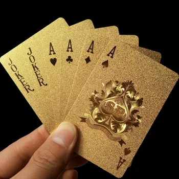 Zlati Igranje Kartice Krovom Zlato, Srebrno Folijo Poker Set Čarobne Kartice 24K Gold Plastično Folijo Poker Trajne Nepremočljiva Kartice Darilo