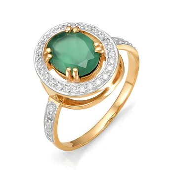 Zlati prstan 585 testi s kamni: fianit, Cabochon, ženski prstani, modni nakit, ženski.