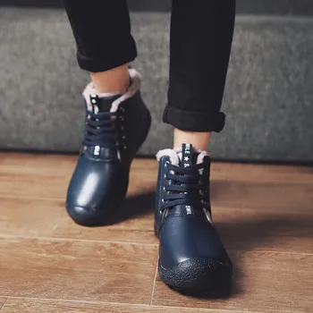 čevlji moški čevlji 2019 resnično PU pozimi in jeseni Mode za Moške Trend Prostem Oblazinjeni Topla Nepremočljiva Bombaž Škornji Sneg Škornji