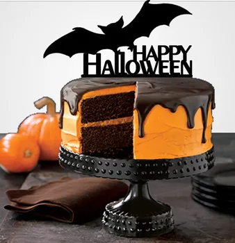 črna akril happy halloween torta pokrivalo,