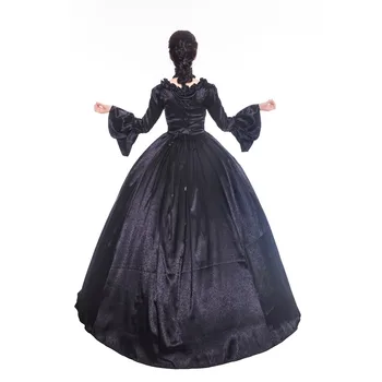 Črna Gothic Lolita Princess Oblačenja Marie Antoinette Renaissance Princesa Obleko Žogo Obleke Reenactment Oblačila Gledališče Kostumi