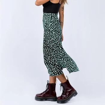 Šifon Krilo Leopard Print Multi Color Robom Split Seksi Elastična Zadrgo Visoko Pasu Sredi Dolžino Krila Moda Vsestranski ženski Wear