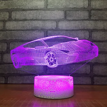 Športni Avto 3D LED RGB Noč Svetlobe 7 Sprememba Barve Desk Svetlobe figuric Fantje Dekleta Božič Igrače