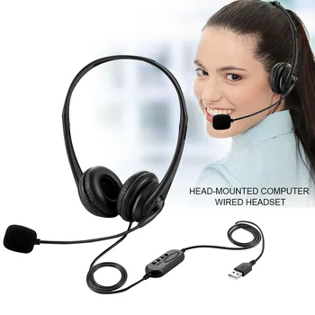 Šumov Žično Avdio Kontrole, USB Slušalke Z Mikrofonom Poslovnih Večnamensko Šolsko klicni Center Za PC Home Office