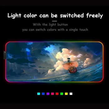 Žareče Mouse Pad Vroče Anime Enem Kosu Ladje in Morje HD Natisnjeni RGB Desk Tipke za Igralec Iger na srečo Trajne Nepremočljiva Non-slip Preproge