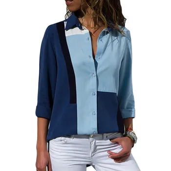Ženske Bluze 2020 Moda Dolg Rokav Znižuj Ovratnik Urad Majica Šifon Bluzo Majica Priložnostne Vrhovi Plus Velikost Blusas Femininas