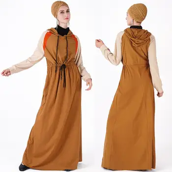 Ženske Hooded Majica Lady Maxi Dolgo Vrvico Priložnostne Jeseni Obleko Z Dolgimi Rokavi Pulover Muslimanko Islamske Tam Kaftan Abaya Nova
