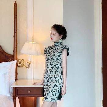 Ženske Kitajski Slog Vezenega Chi-pao Obleke Ročno Letnik Pravljice Cheongsam Slim Seksi Poletje Obleko Slim