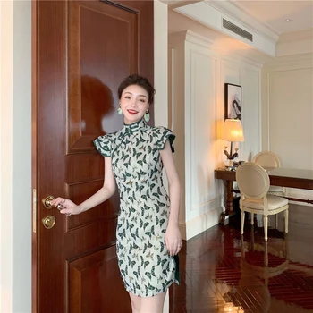 Ženske Kitajski Slog Vezenega Chi-pao Obleke Ročno Letnik Pravljice Cheongsam Slim Seksi Poletje Obleko Slim