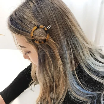 Ženske Korejski Minimalističen Slog, Sponke Za Lase Letnik Leopard Amber Tortoise Barve Hairgrips Geometrijske Krog Bowknot Obliko Ravne