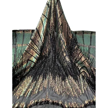 Ženske obleke tkanine veleprodajna cena Afriške čipke tkanine čarobno vzorec pisane sequins AJY1 najnovejši francoski Neto Čipke tkanine