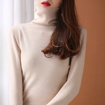 Ženske pletenje pulover z dolgimi rokavi zvit O-vratu ovratnik ženska Kratka Priložnostne Trdna moda tanek pulover Ženske zimske puloverje