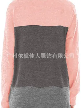 Ženske Pomlad Jesen Slim Roza Mozaik T-Shirt Dame Modna Barva Plus Velikost Tees Ženske blagovne Znamke Priložnostne Vrhovi ZM598