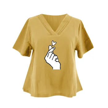 Ženske Priložnostne Tiskanje Proti-vrat Svoboden T-shirt Vrh Puloverju Bixin Tisk Svoboden T-majica Bombaž In Lan Kratka sleeved Vrh